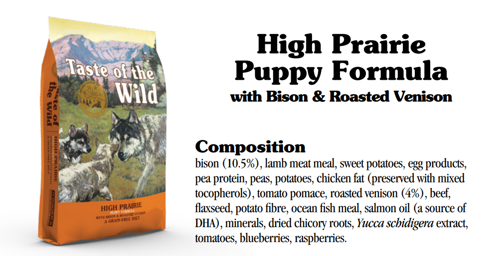 Taste of the wild best sale high prairie puppy feeding chart